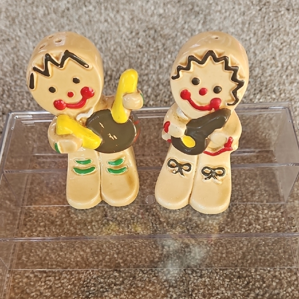 Gingerbread Musician Figurines Salt and Pepper Set  - Cream and Brown